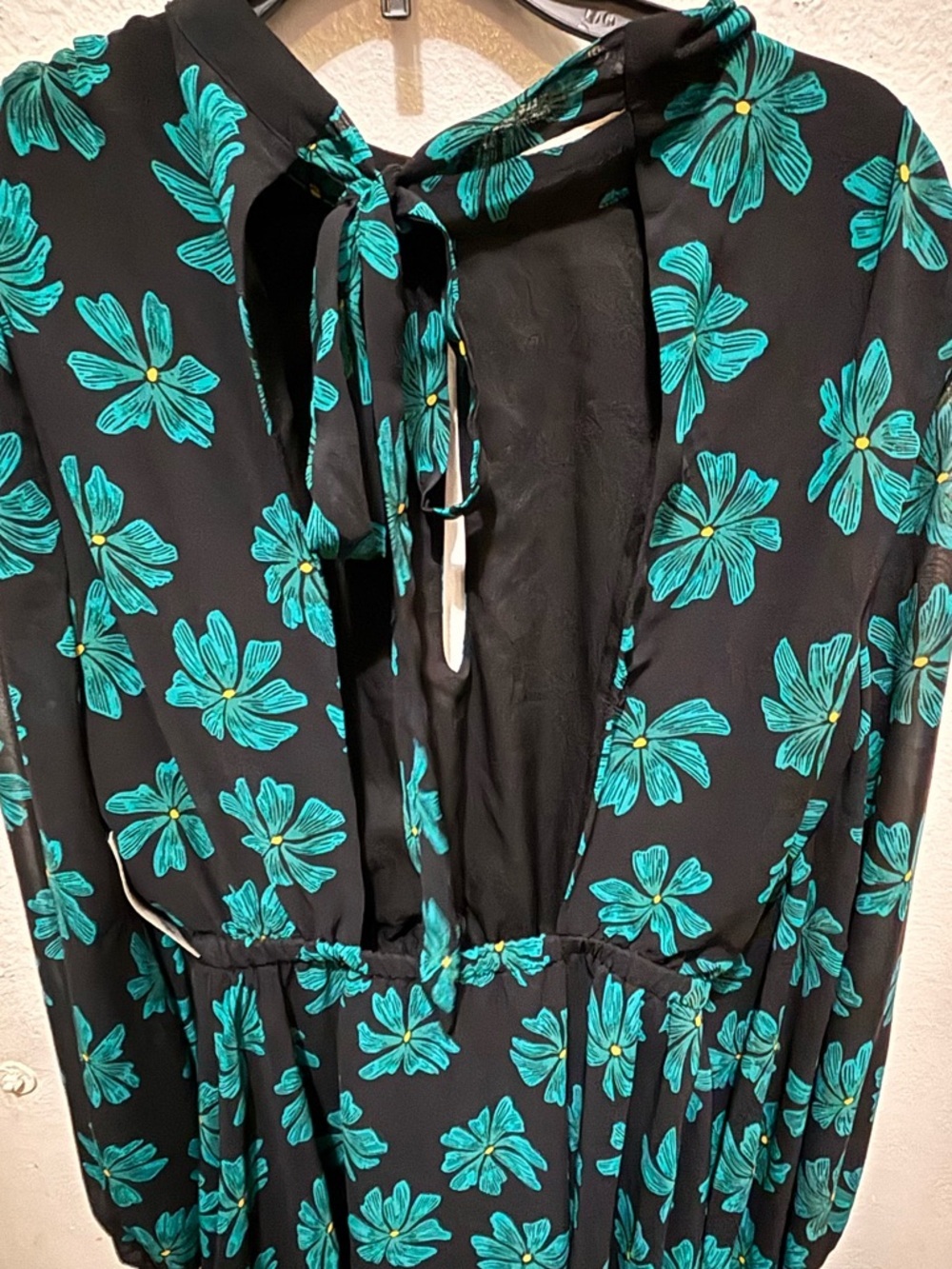 Bar III Black Mini Dress with Teal Floral Print - Picture 2 of 5